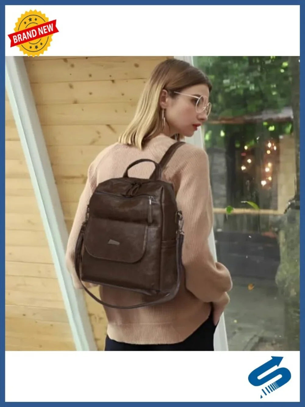 Small PU Leather Backpack Purse for Women Convertible Shoulder Bag